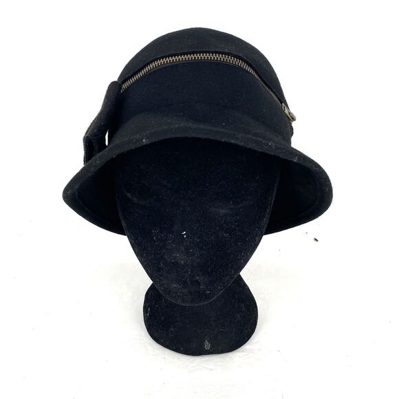 Brooklyn Industries Black Wool Felt Hat Bucket Brim 30\'s Style Women\'s One Size main image 6